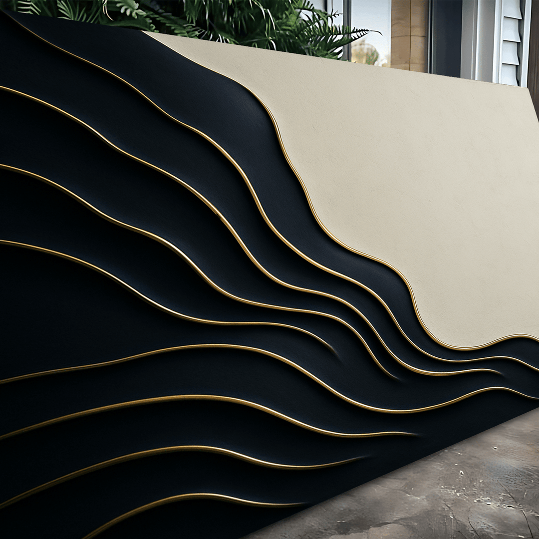 Black and Gold Minimalist Abstract Wall Art