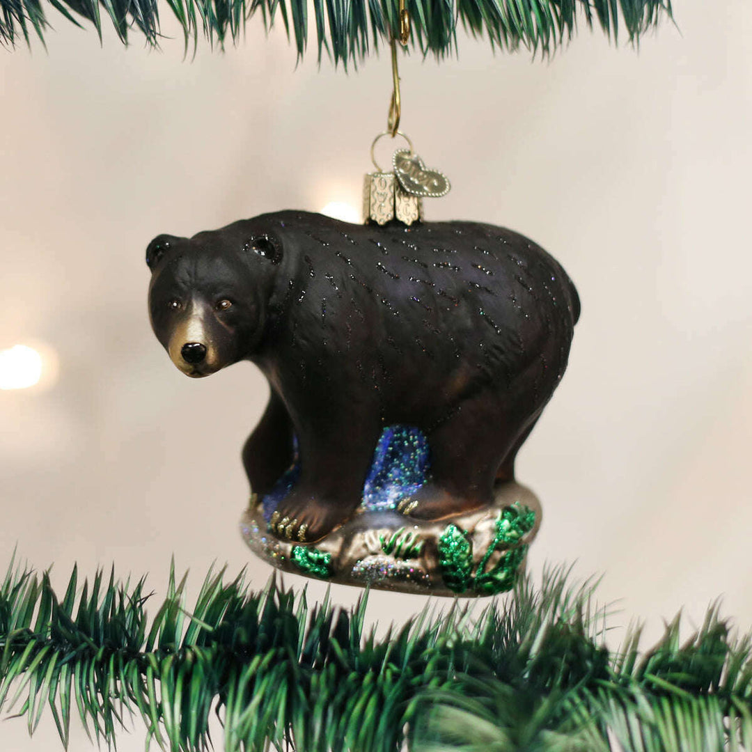 Old World Christmas Black Bear Blown Glass Ornament