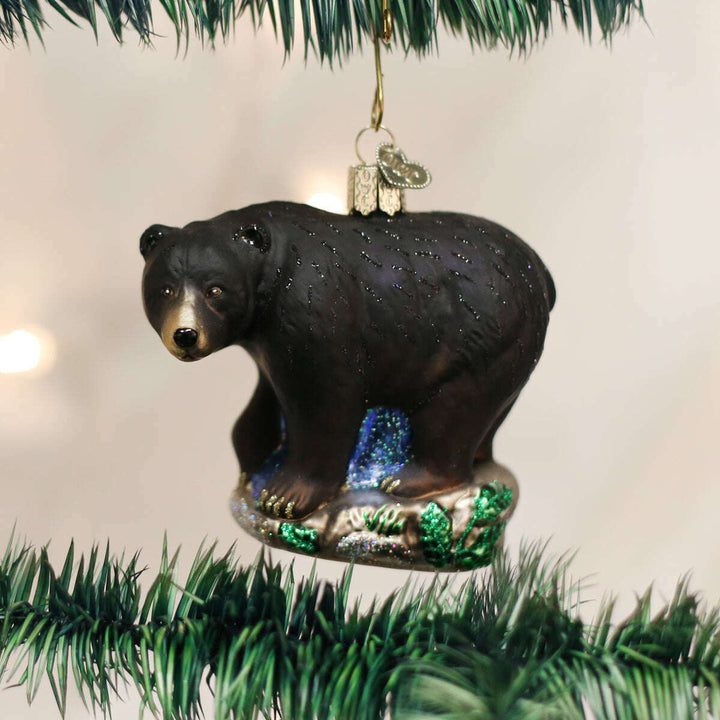 Old World Christmas Black Bear Blown Glass Ornament