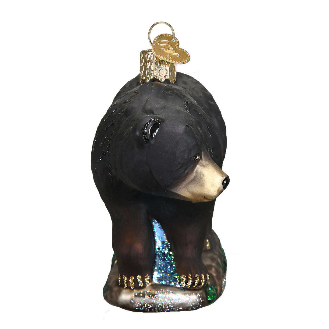 Old World Christmas Black Bear Blown Glass Ornament