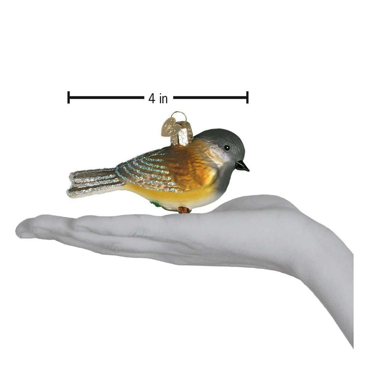 Old World Christmas Black-Capped Chickadee Blown Glass Ornament
