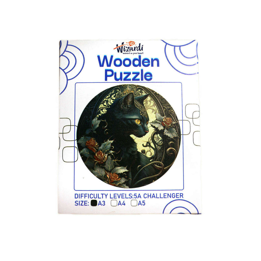 Black Cat - Jigsaw Wooden Puzzle by Wizardi F07N9-30