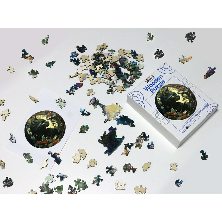 Black Cat - Jigsaw Wooden Puzzle by Wizardi F07N9-30