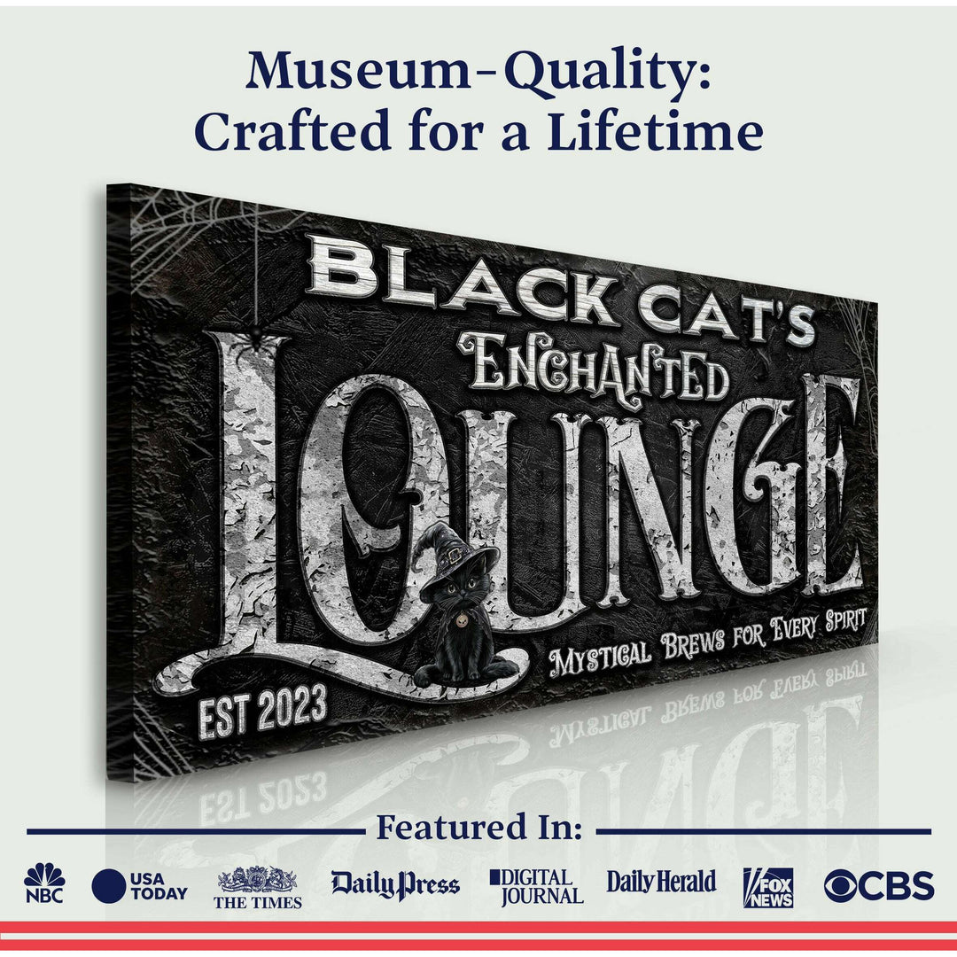 Black Cat's Enchanted Lounge Halloween Sign