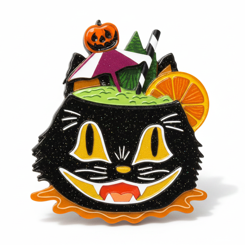 Black Magic Halloween Tiki Brooch by Carrie Hudson x Lipstick & Chrome – view 4