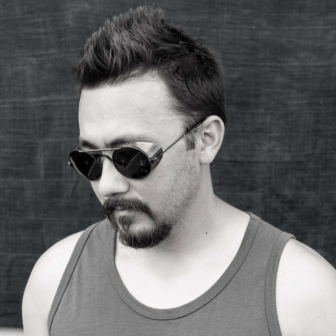 Black Steampunk Sunglass with Folding Side Shields - Bram 4