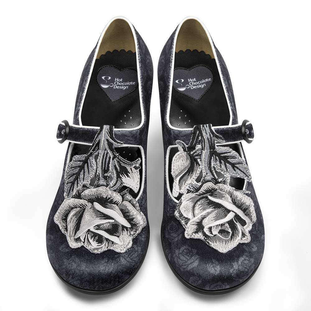 Black Tudor Women's Mary Jane Mid Heels