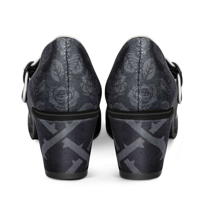 Black Tudor Women's Mary Jane Mid Heels
