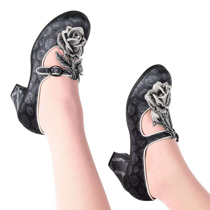 Black Tudor Women's Mary Jane Mid Heels
