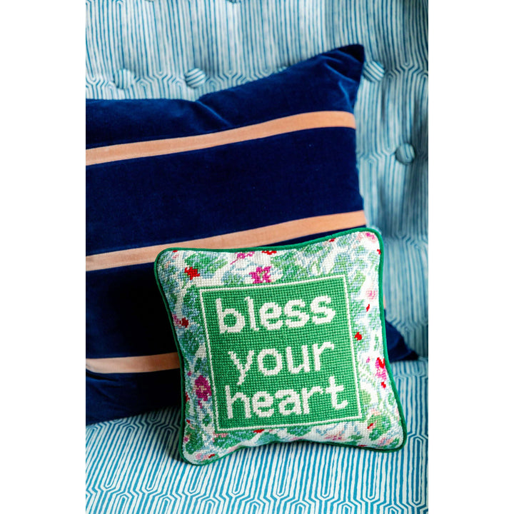 Bless Your Heart Needlepoint Pillow