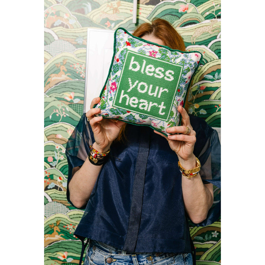 Bless Your Heart Needlepoint Pillow