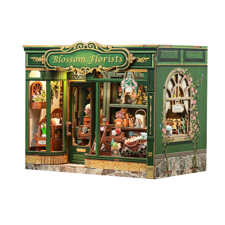 Blossom Florists Dollhouse Kit - Miniature Wizardi Roombox Kit with LED Light F07M51-97-GB403