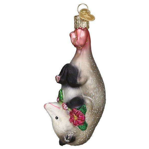 Old World Christmas Blossom Opossum Blown Glass Ornament
