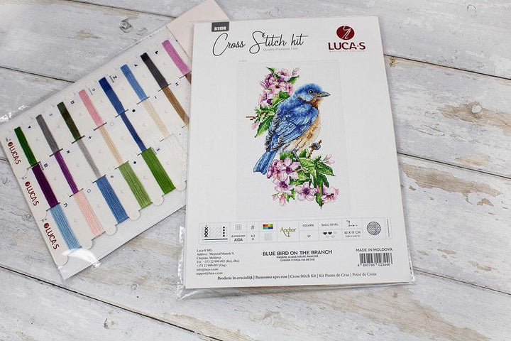 Blue bird on the branch  B1198L Counted Cross-Stitch Kit