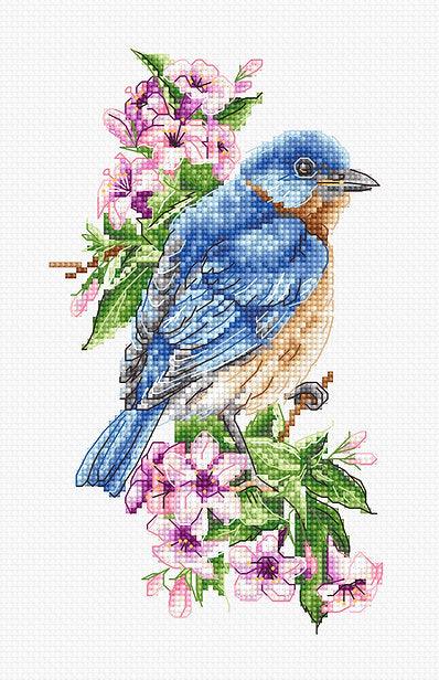 Blue bird on the branch  B1198L Counted Cross-Stitch Kit