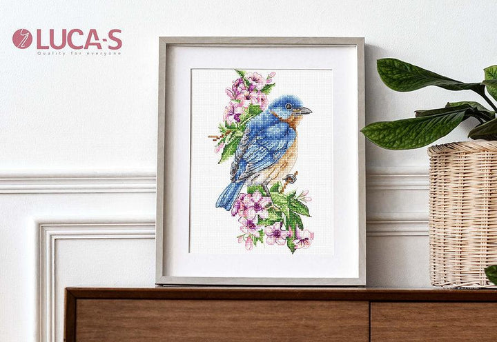 Blue bird on the branch  B1198L Counted Cross-Stitch Kit