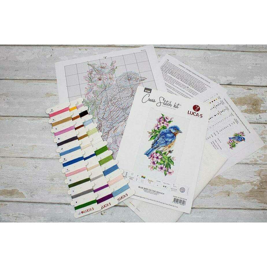 Blue bird on the branch  B1198L Counted Cross-Stitch Kit