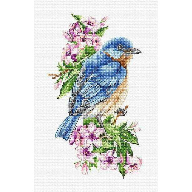 Blue bird on the branch  B1198L Counted Cross-Stitch Kit