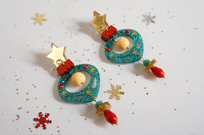 Blue Christmas Ornament Earrings by LaliBlue - Quirks!