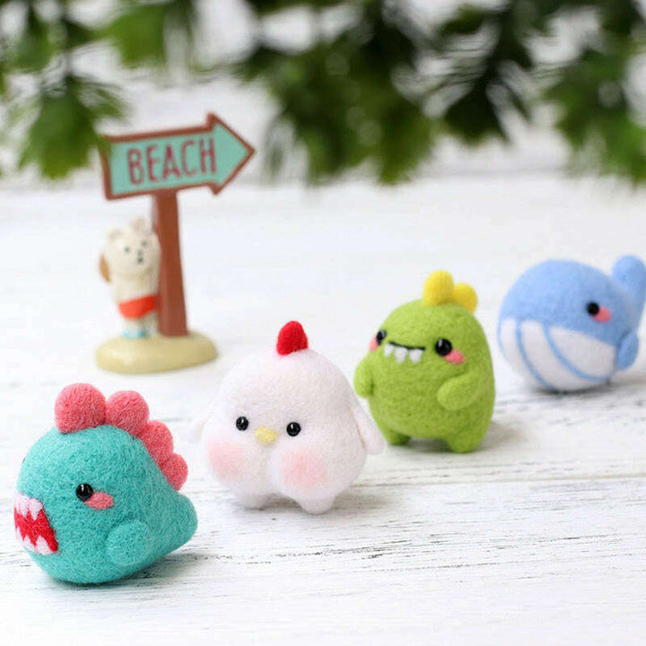 Blue Dino Needle Felting Kit. Wizardi DIY Wool Craft Kit F07N8-W143