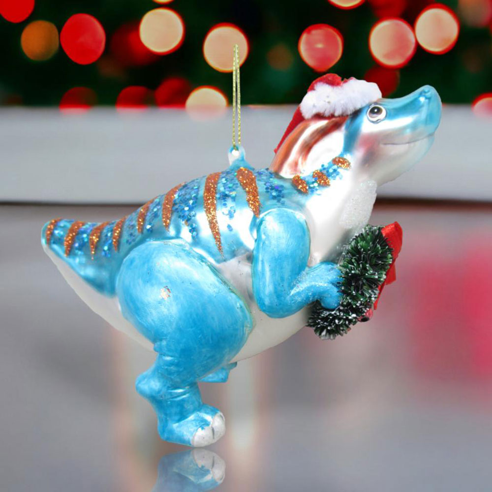 Blue DInosaur w/Wreath Ornament by December Diamonds 