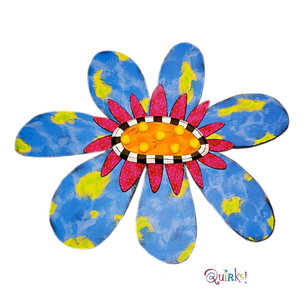Blue, Green, Pink and Orange Wall Art Flower by Tra Art Studio - Quirks!