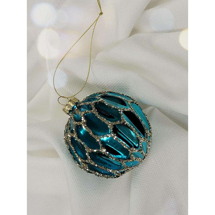 Blue Ice Glass Ball Christmas Ornament F07M7-16(LH76-23047)