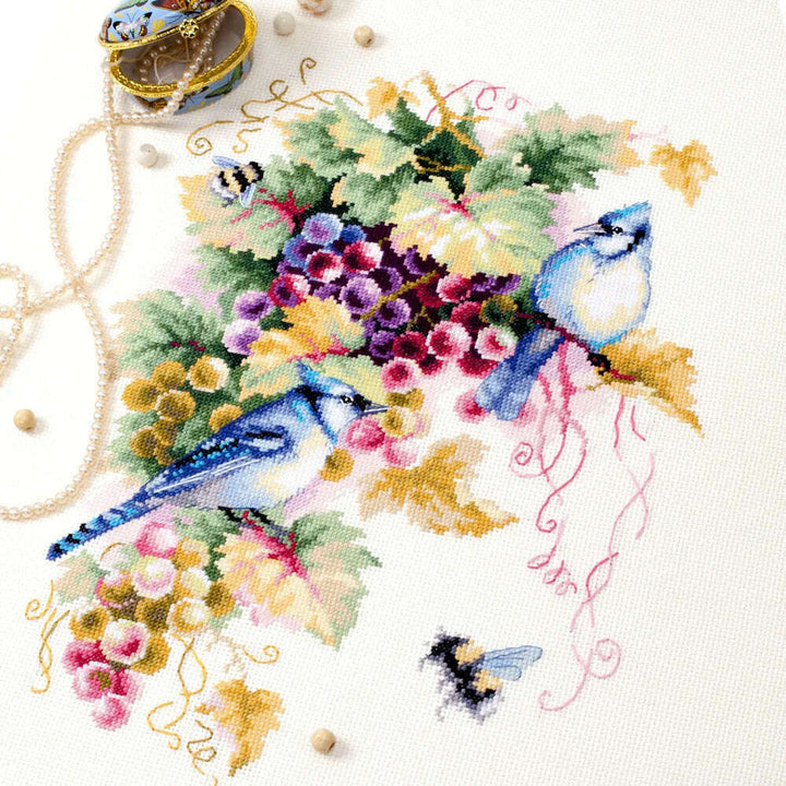 Blue Jay and Grapes 130-022 Counted Cross-Stitch Kit