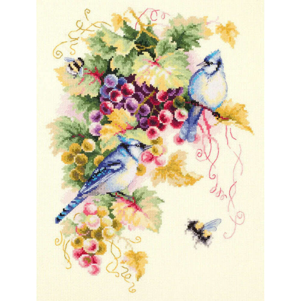Blue Jay and Grapes 130-022 Counted Cross-Stitch Kit
