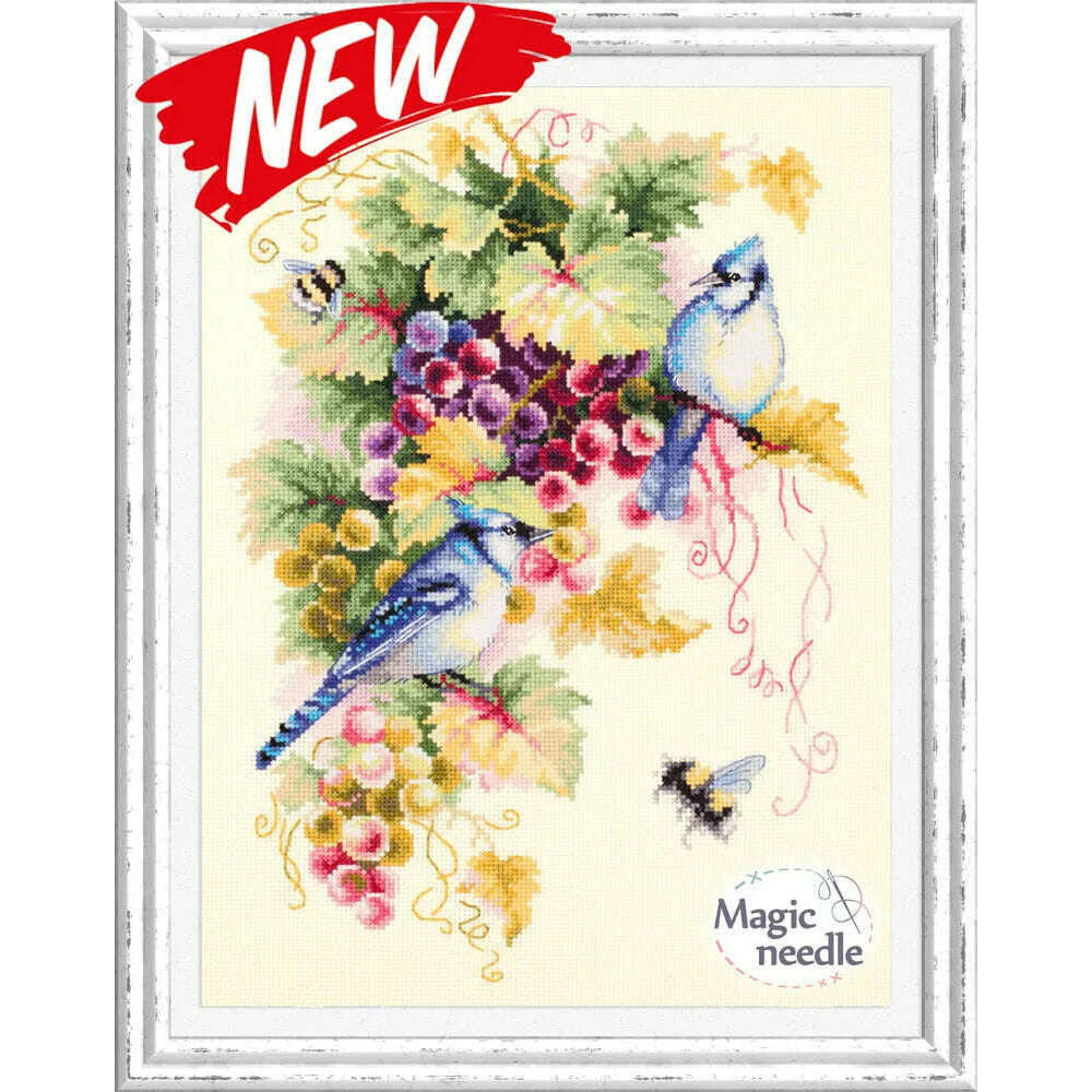 Blue Jay and Grapes 130-022 Counted Cross-Stitch Kit