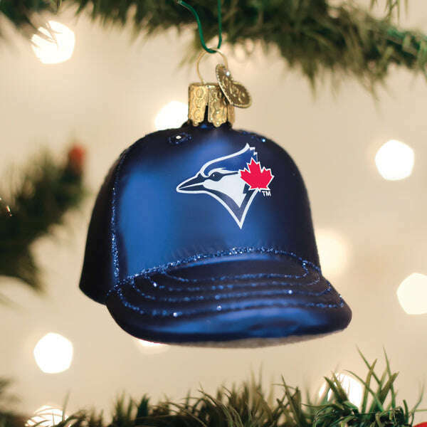 Old World Christmas Blue Jays Baseball Cap Blown Glass Ornament
