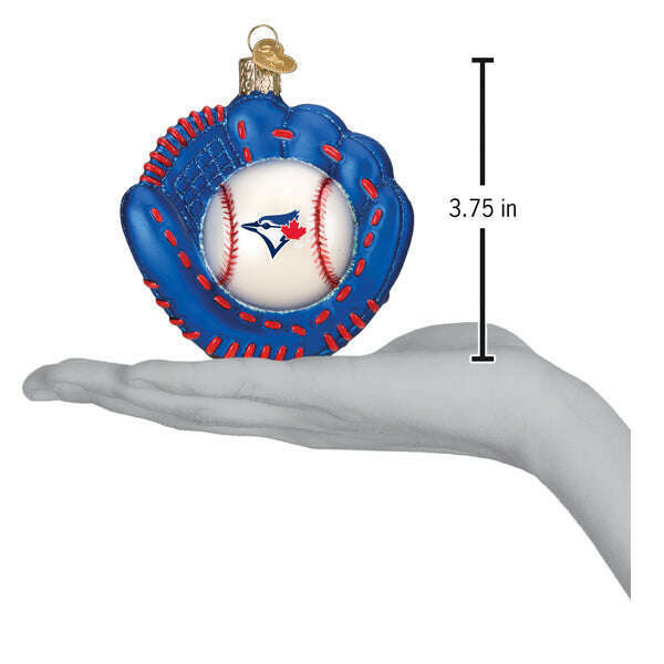 Old World Christmas Blue Jays Baseball Mitt Blown Glass Ornament