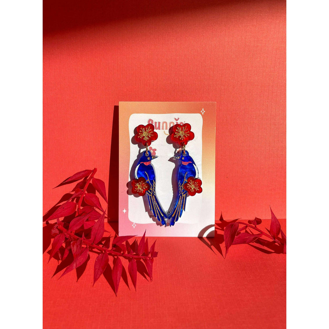 Blue Magpie Earrings