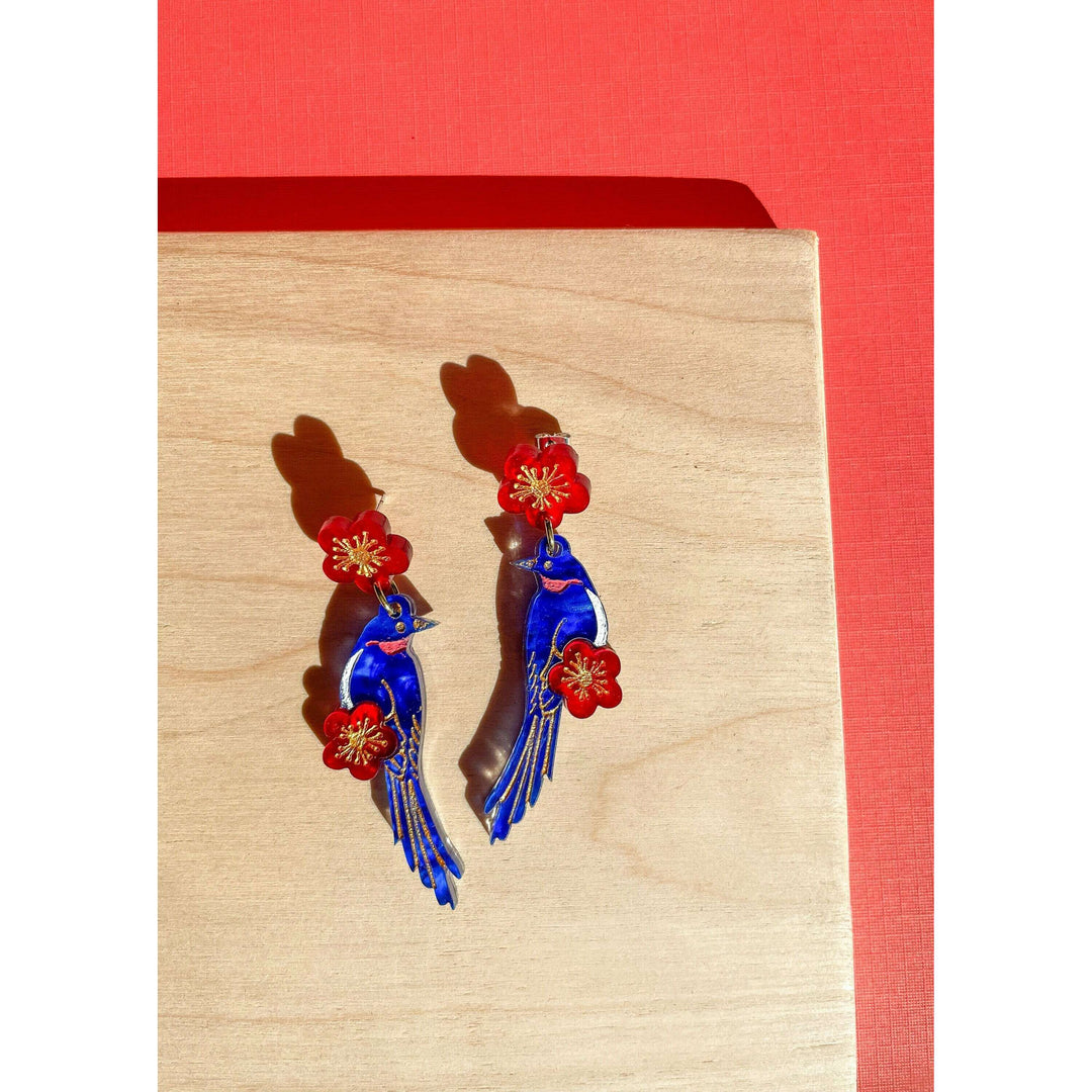 Blue Magpie Earrings