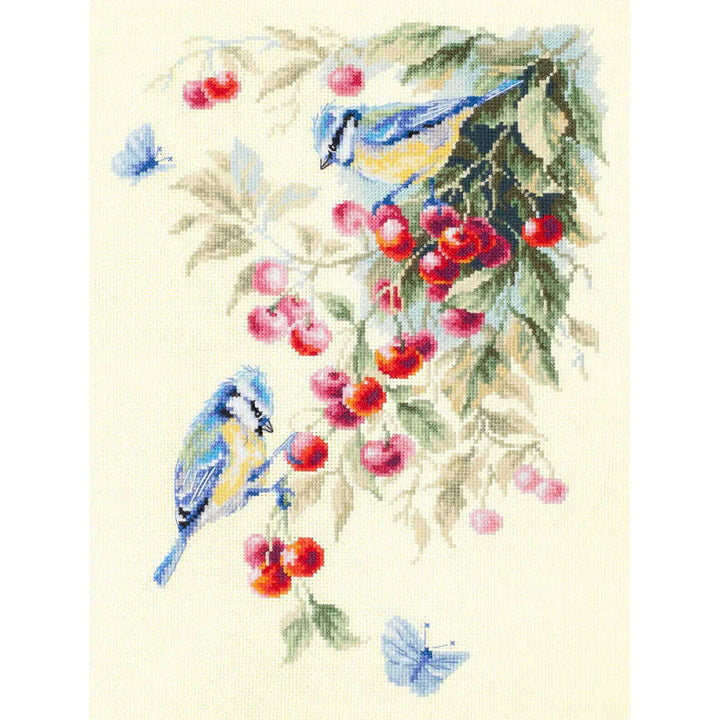 Blue Tits and Cherry 130-021 Counted Cross-Stitch Kit