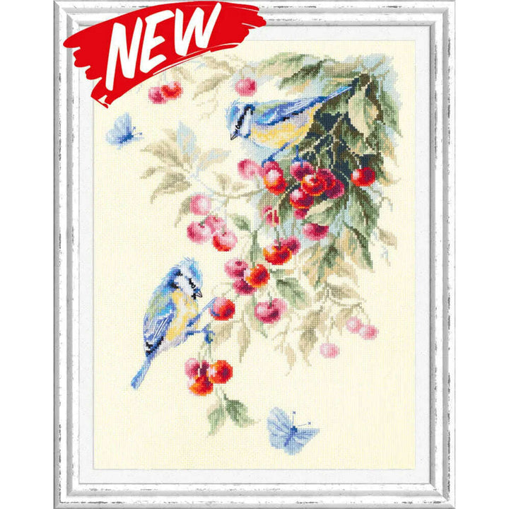 Blue Tits and Cherry 130-021 Counted Cross-Stitch Kit