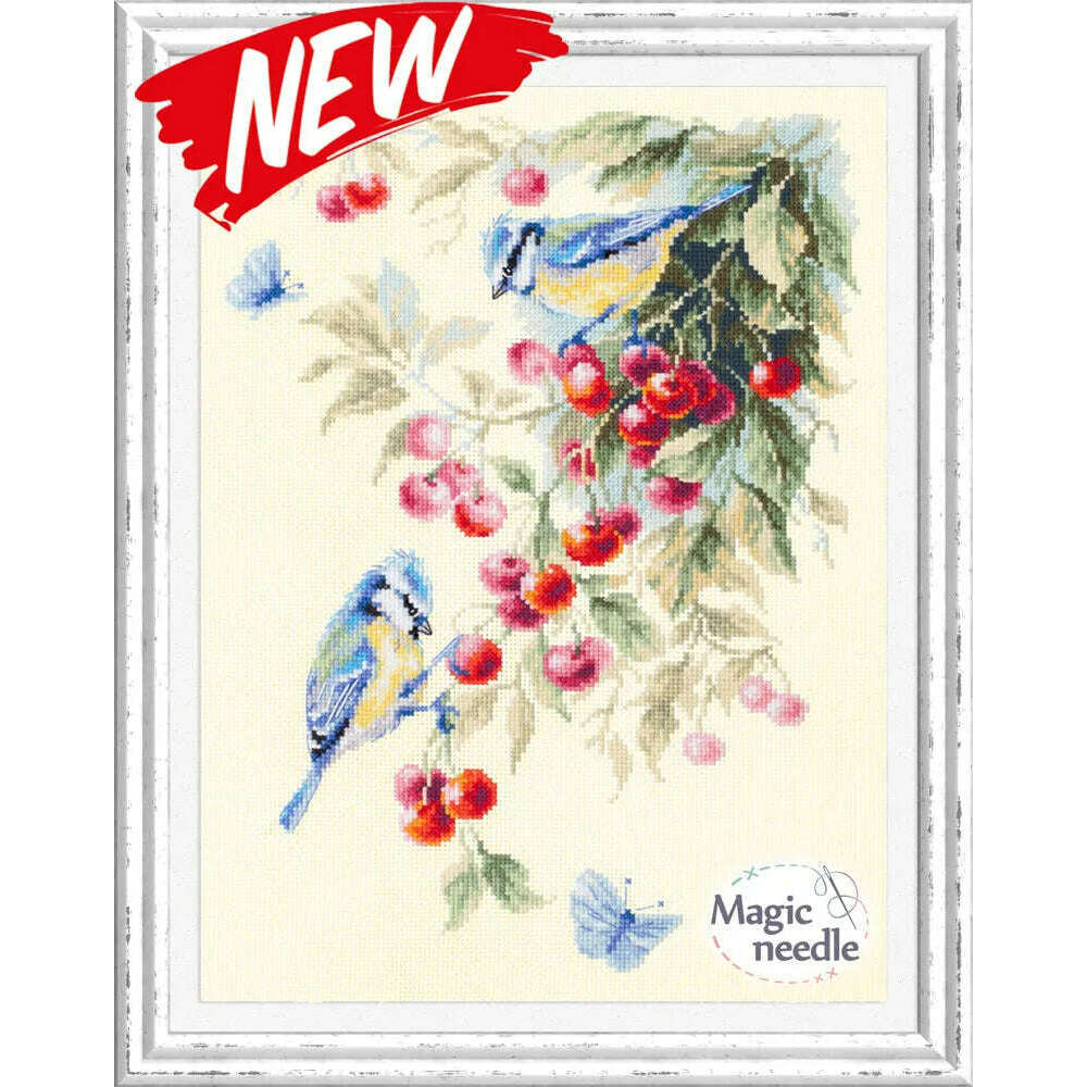 Blue Tits and Cherry 130-021 Counted Cross-Stitch Kit