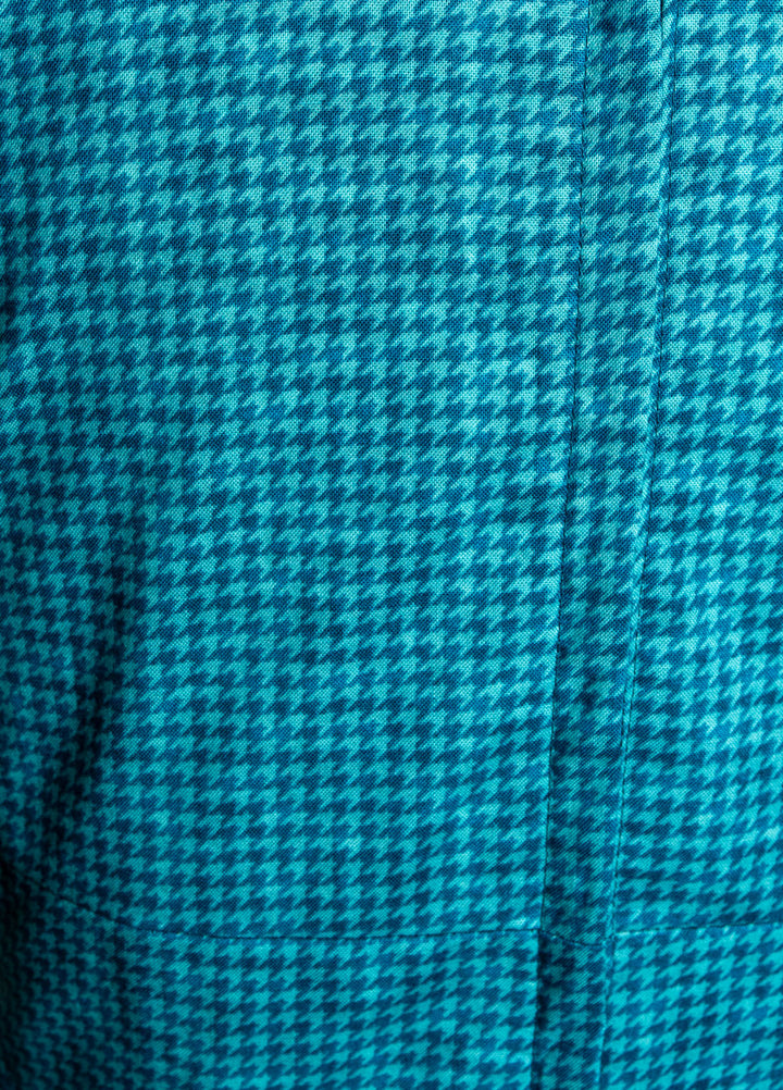Darla Dress - Mini Houndstooth, Teal Blue