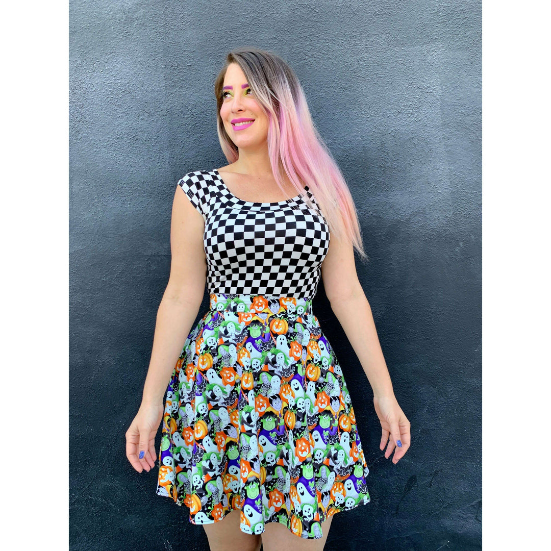 Boat Neck Top in Checkers - XS only