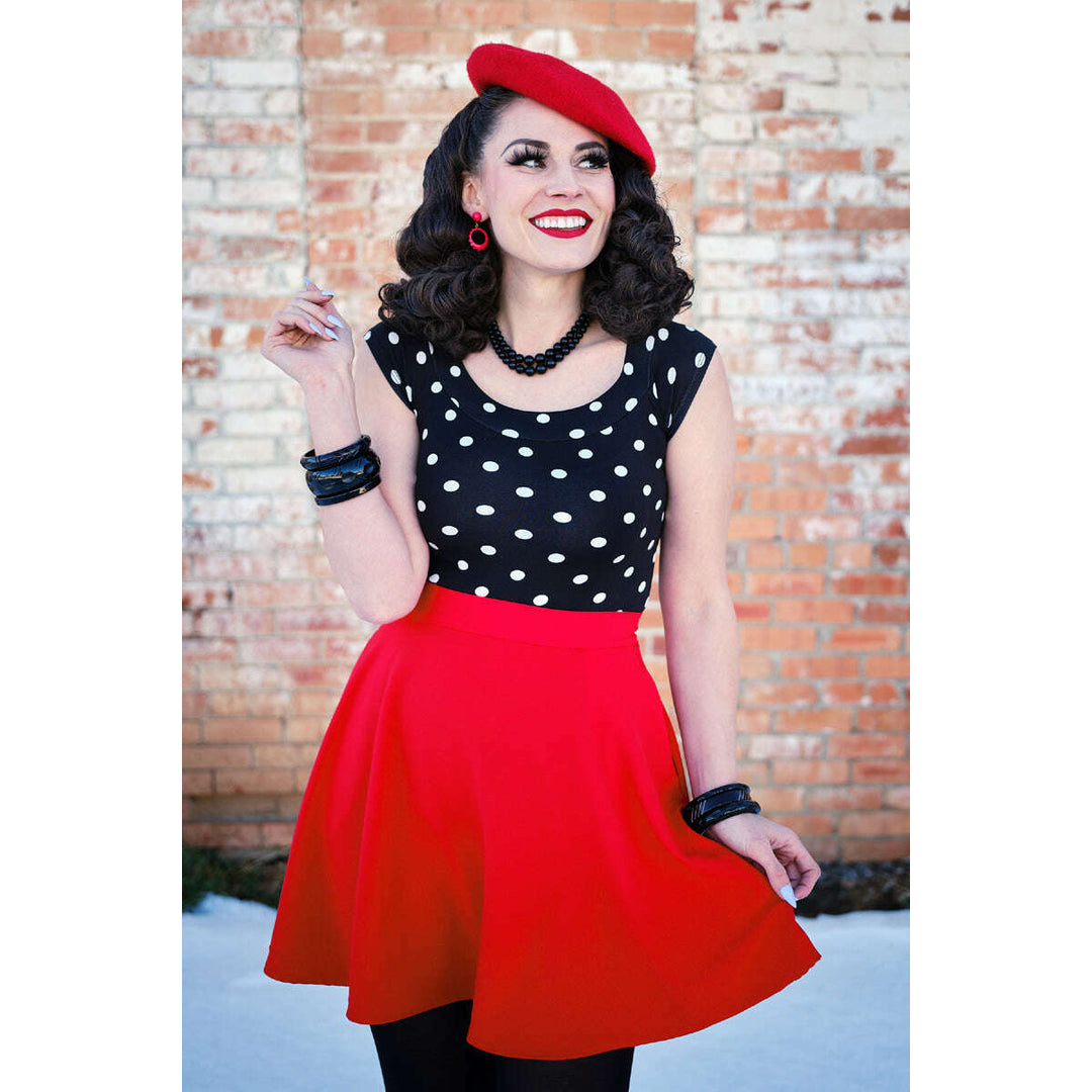 Boat Neck Top in Polka Dots