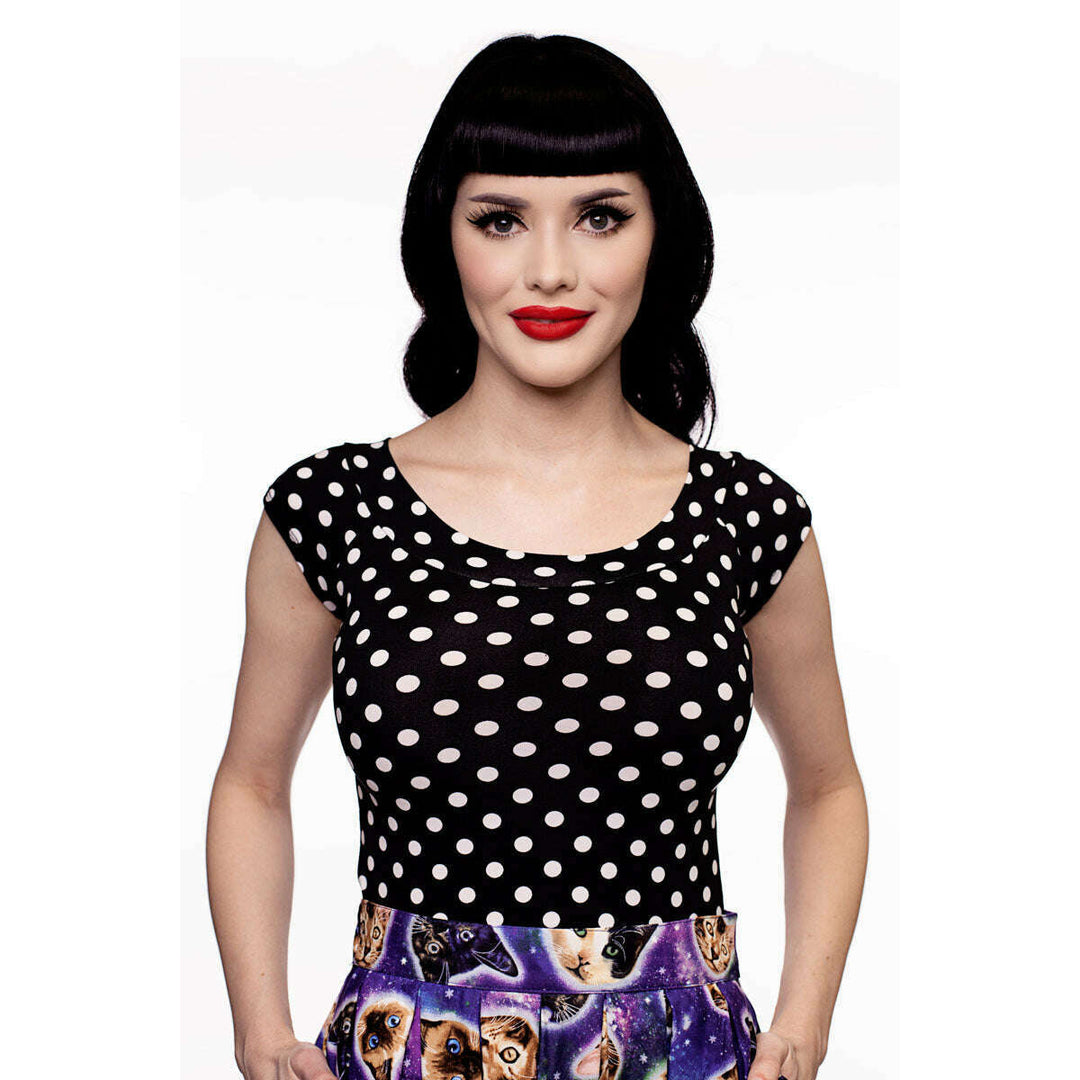 Boat Neck Top in Polka Dots