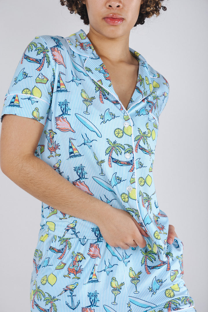 The Boat Drinks | Shinesty x Margaritaville® Button Down Short Pajama Set