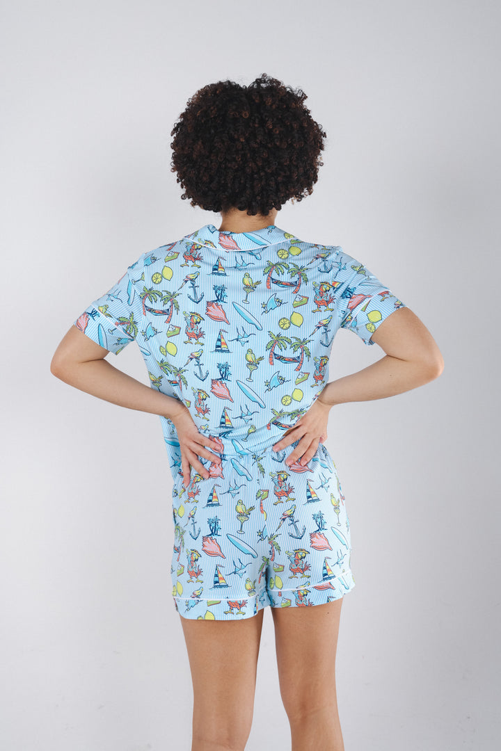The Boat Drinks | Shinesty x Margaritaville® Button Down Short Pajama Set