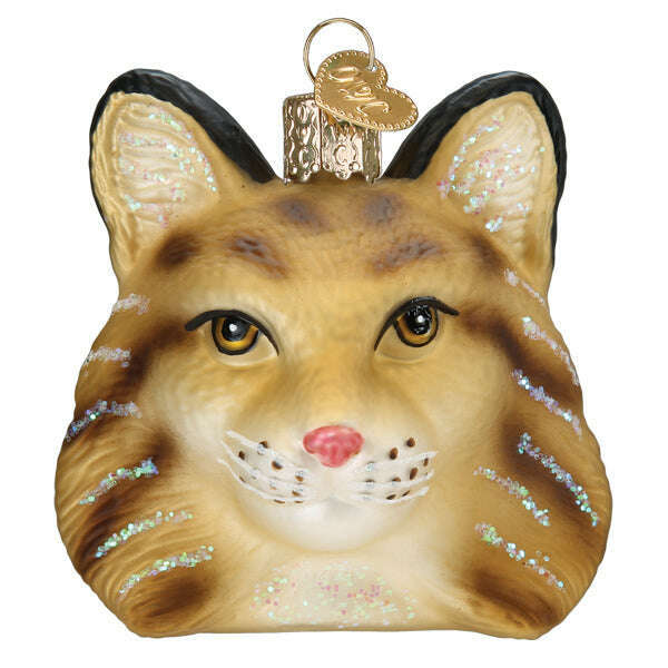 Old World Christmas Bobcat Head Blown Glass Ornament