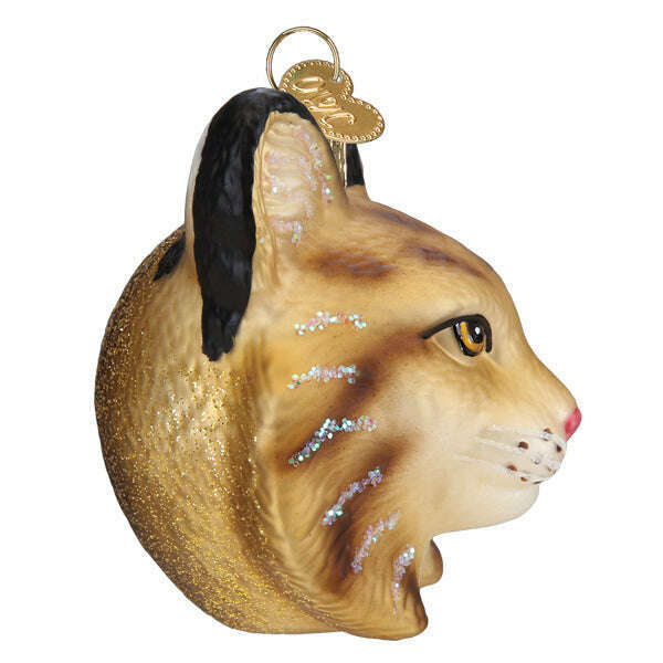 Old World Christmas Bobcat Head Blown Glass Ornament