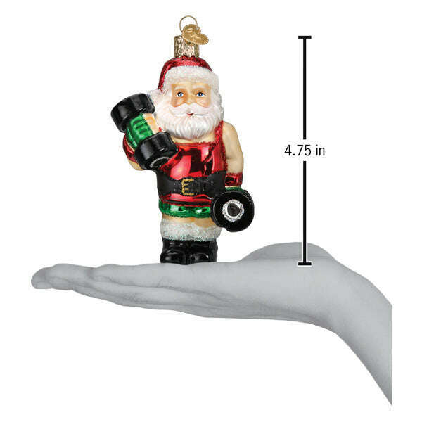 Old World Christmas Bodybuilder Santa Blown Glass Ornament