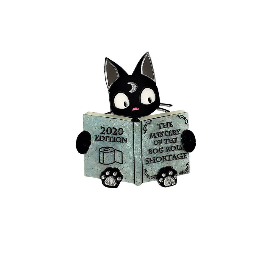 Bog Roll Shortage Book Cat Brooch by Cherryloco Jewellery 1