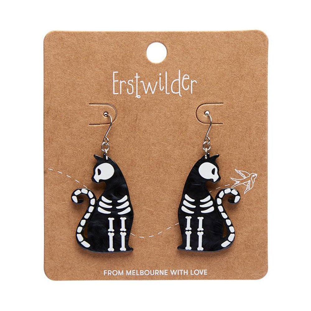 Bone Kitty Drop Earrings - Black (3 Pack) by Erstwilder image 1