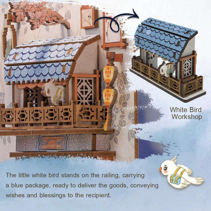 Book Nook Wizardi Miniature - Azure Phoenix Lodge Roombox Kit