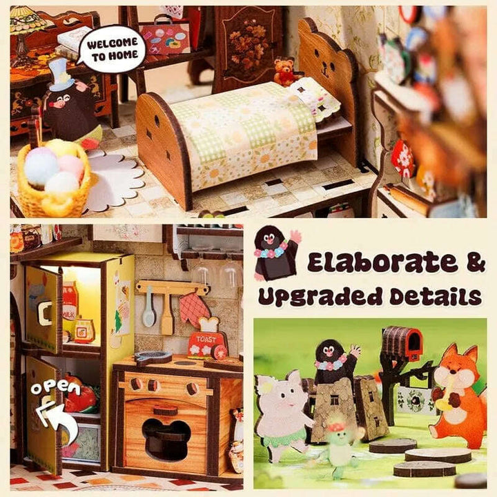 Book Nook Wizardi Miniature - Mole's Apartment Roombox Kit